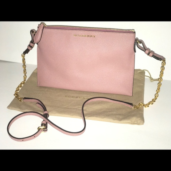 Authentic Burberry nude leather crossbody baguette